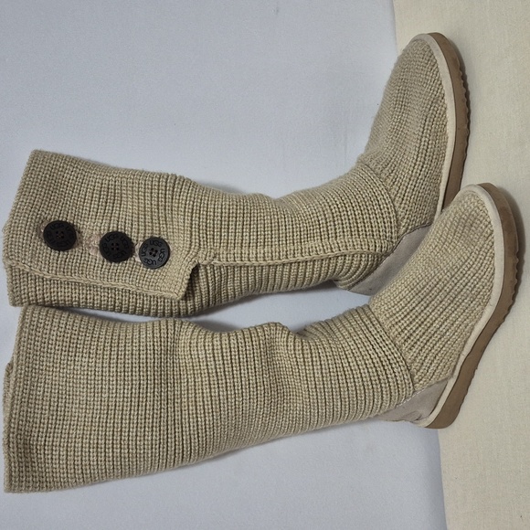 UGG Women's Beige Knit Button Boots - Picture 8 of 15